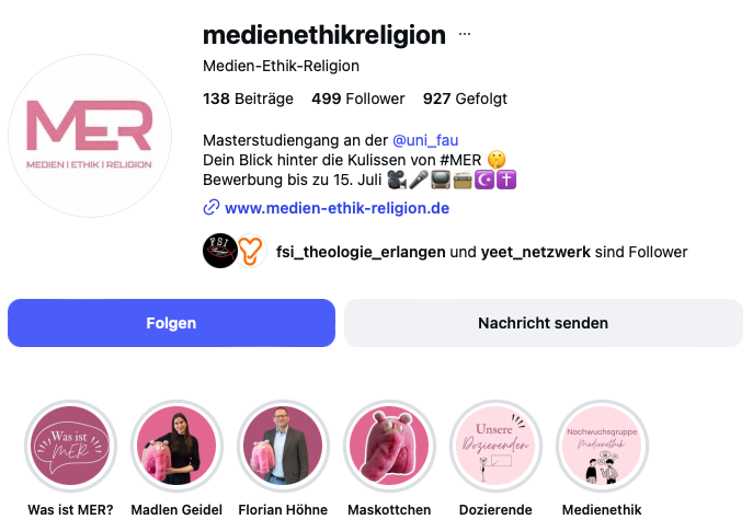 Social Media: Unser Masterstudiengang MER auf Instagram